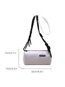 女士斜挎包,圓形圓筒造型,休閒,多用途單肩包,時尚 - 白色 - 查看 6