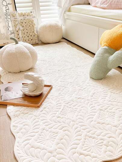 1 件短毛绒绗缝地垫，客厅/卧室地毯，防尘防刮，简约时尚风格，适合所有季节