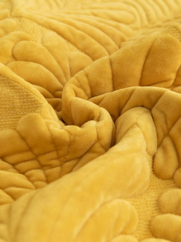 מחצלת רצפה רקומה בקטיפה 1 יחידה, סלון/חדר שינה, נגד אבק ושריטות, שטיח דקורטיבי, סגנון פשוט ועיצוב, מתאים לכל עונות השנה - צהוב - ראה 5