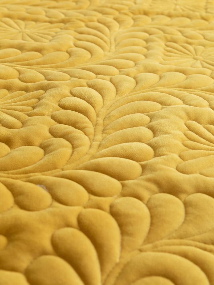 מחצלת רצפה רקומה בקטיפה 1 יחידה, סלון/חדר שינה, נגד אבק ושריטות, שטיח דקורטיבי, סגנון פשוט ועיצוב, מתאים לכל עונות השנה - צהוב - ראה 4