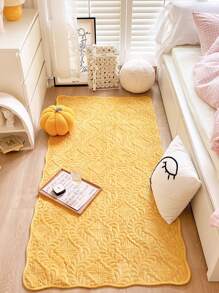 1 件毛绒刺绣地垫，客厅/卧室，防尘防刮，装饰地毯，简约时尚风格，适合所有季节 - 黃色 - 查看 1