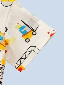 Chico joven Camiseta con estampado de dibujos animados - Blanco - Ver 4