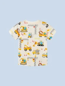 Chico joven Camiseta con estampado de dibujos animados - Blanco - Ver 2