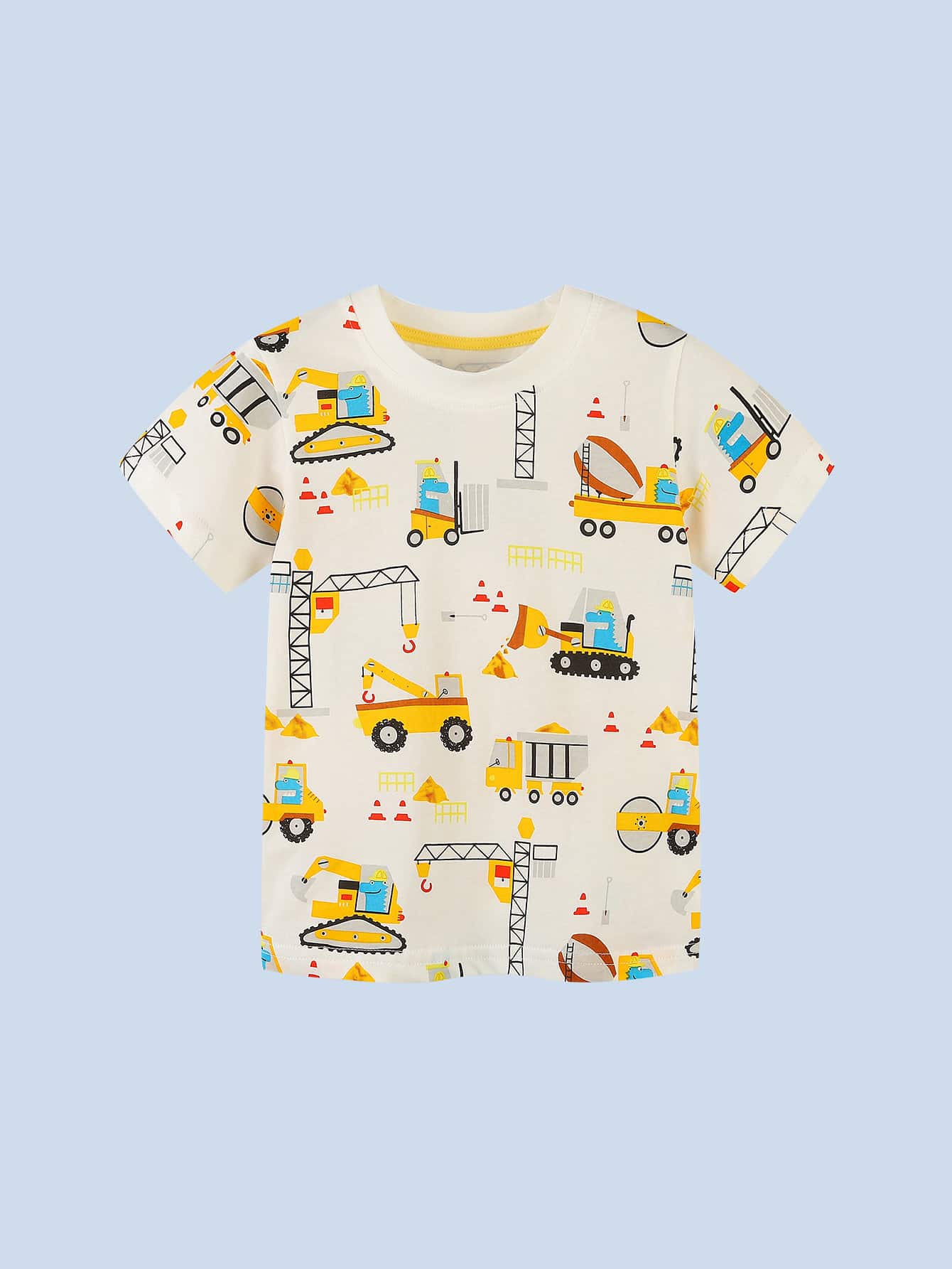 Chico joven Camiseta con estampado de dibujos animados - Blanco - Ver 1