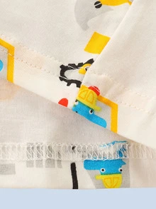 Chico joven Camiseta con estampado de dibujos animados - Blanco - Ver 5