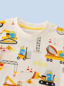 Chico joven Camiseta con estampado de dibujos animados - Blanco - Ver 3