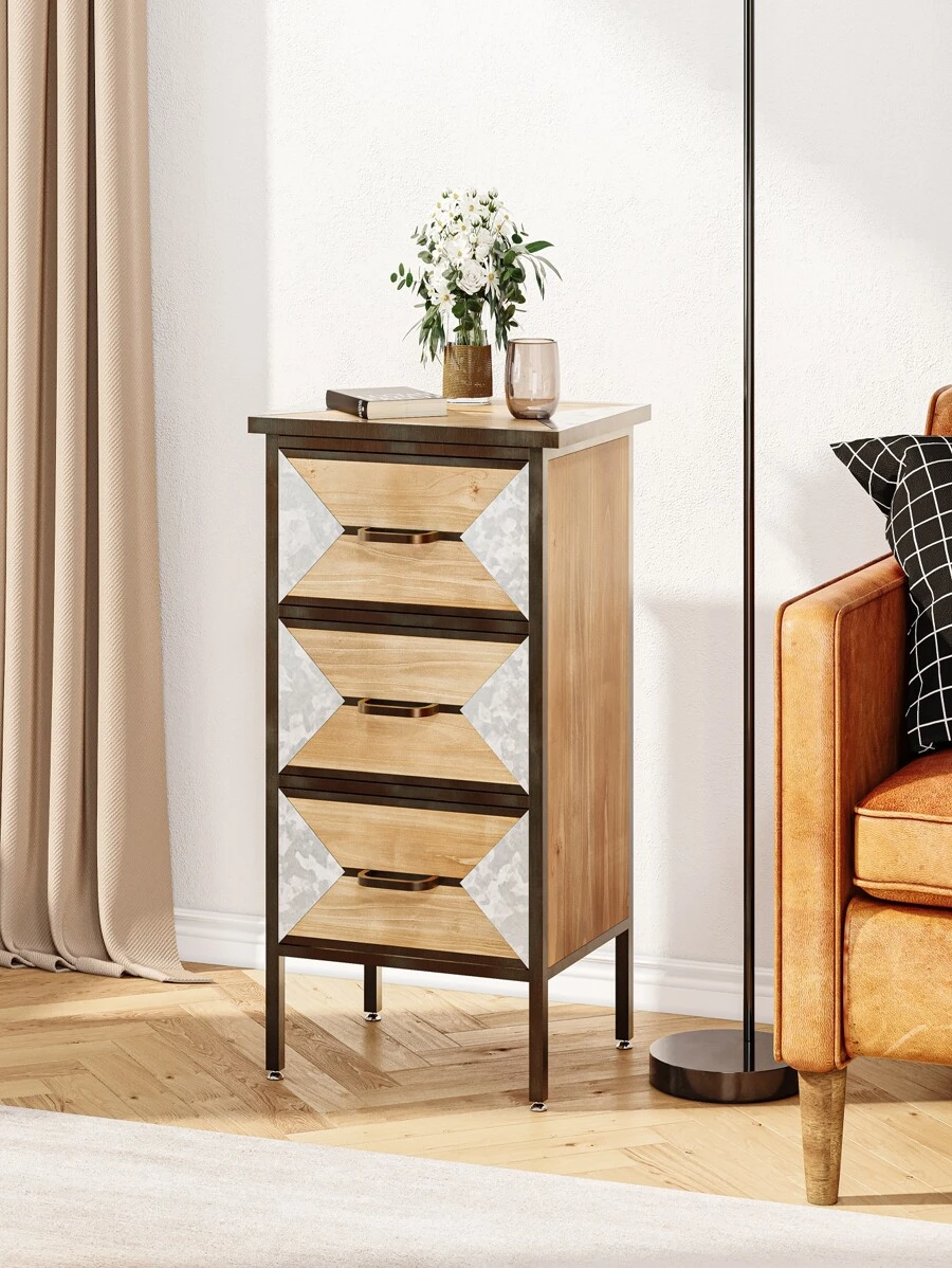 Storage Cabinet with 3 Drawers, Accent Living Room Storage Organizer ...