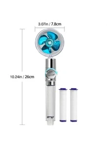 New Upgrade High-Pressure Shower Heads, Handheld Turbo Fan Shower, Hydro Jet Shower Head Kit With 3 Filters And Pause Switch, Water Softener Shower Head Hydro Shower Jet Head Turbocharged Shower Head, The Shower Head Is Thickened To Make It Durable Bathroom Bathroom Accessories Bathroom Tools - Blue - View 5
