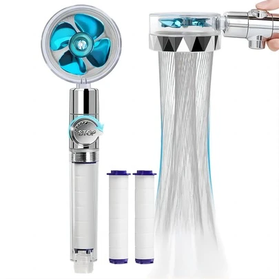 Bộ vòi sen cao áp nâng cấp mới, vòi sen cầm tay quạt turbo, bộ vòi sen phun nước áp lực cao với 3 bộ lọc và công tắc tạm dừng, vòi sen làm mềm nước, vòi sen phun nước áp lực cao, vòi sen được làm dày hơn để tăng độ bền, phụ kiện phòng tắm, dụng cụ phòng tắm