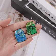 5pcs Creative Ladies' Milk Carton Design Metal Scarf Ring, Alien & English Alphabet Pattern Clothing Bag Accessory Badge - Multicolor - View 4