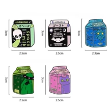 5pcs Creative Ladies' Milk Carton Design Metal Scarf Ring, Alien & English Alphabet Pattern Clothing Bag Accessory Badge - Multicolor - View 10