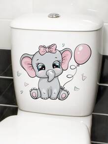 1 件可爱大象自粘马桶贴，家庭浴室马桶盖装饰，贴纸，墙贴花，乙烯基贴花用于家庭装饰，春季装饰品让您的家焕然一新，节日装饰贴纸礼物生日毕业 - 彩色 - 查看 5