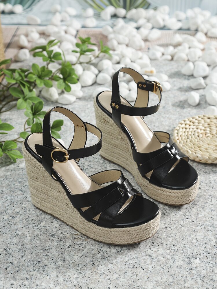 レディース バケーション ウェッジサンダル オープントゥ ブラック シューズ - ブラック - 見る 6