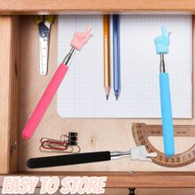 Telescopic Teachers Pointer, Extendable Hand Pointer Finger Pointer Stick, Mini Retractable Classroom Pointer for Elementary School Kindergarten Teacher, Classroom Supplies - Pink - View 7