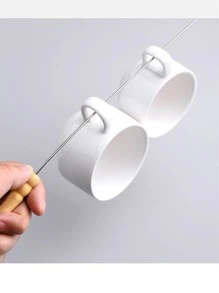 10入組不鏽鋼燒烤串燒棒（木柄），適合烤肉，廚房，露營等使用 - 彩色 - 查看 6