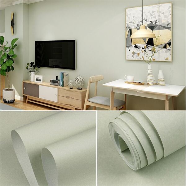 bianco & verde moda semplice monocolore Non tessuto sfondo , personalizzabile lunghezza , impermeabile , soggiorno , camera da letto , Sfondo parete