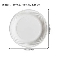 50pcs/bag White Disposable Paper Plate - White - View 5