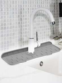 1入組廚房水龍頭水槽防濺罩，矽膠水龍頭集水墊，水龍頭後面水槽排水墊，廚房和浴用灰色橡膠乾燥墊還有珠子珠寶首飾存儲 - 灰色 - 查看 3