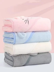1pc Cartoon Printed Children's Hooded Bath Towel - Grey - View 8