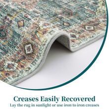 Area Rug Vintage Rug Soft Distressed Rug Machine Washable Bedroom Living Room Carpet Floral Print Throw Rug Large Foldable Mat Thin Rug For Dining Room Nursery Small Indoor Door Mat Non Slip Hallway Runner For Bathroom Laundry , Green - màu xanh lá - Xem 7