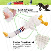 狗狗吱吱作響防咬長毛絨交互咀嚼玩具,合適適用於小,中等和大型犬 - 白色 - 查看 2