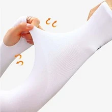 防曬防UV 1對/2入組男女通用冰袖防護手套，適用於運動、跑步、釣魚、騎行、滑雪 - 米色 - 查看 7