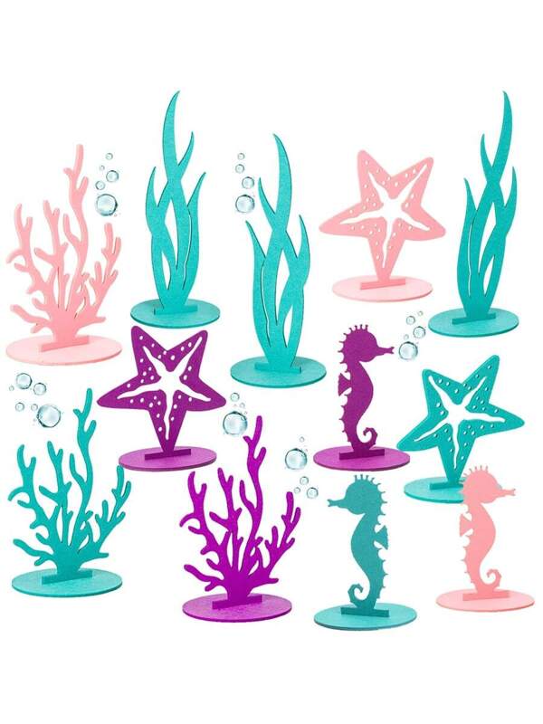 12 Pcs Mermaid Birthday Decorations Felt Table Centerpiece Under the