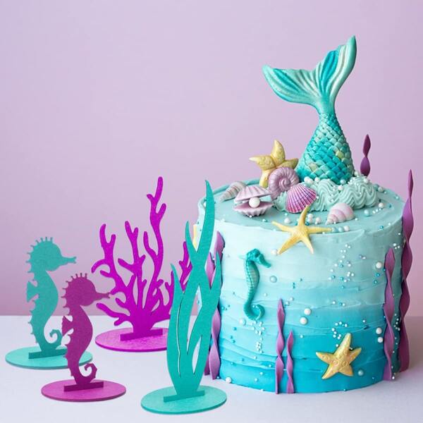 12 Pcs Mermaid Birthday Decorations Felt Table Centerpiece Under the