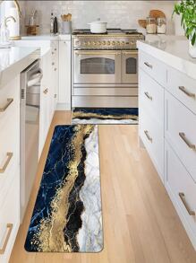 Alfombra de piso azul de mármol cocina - Multicolor - Ver 2
