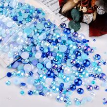 3800pcs-30g Flat Back Faux Pearl & Rhinestone For Diy Crafts, 3mm-10mm Resin Drill Clothing Decorative Accessories Mixed Size Faux Pearl Jewelry - Multicolor - View 1
