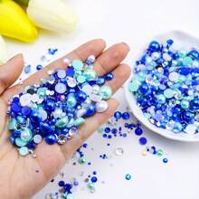 3800pcs-30g Flat Back Faux Pearl & Rhinestone For Diy Crafts, 3mm-10mm Resin Drill Clothing Decorative Accessories Mixed Size Faux Pearl Jewelry - Multicolor - View 3