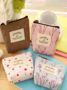 Vintage Floral Print Canvas Coin Purse/ Jewelry Storage Pouch With Zipper - Multicolor - View 1