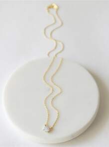 1入組歐美風格S925純銀鑲嵌澳大利亞水晶吊墜項鍊適合女士,派對禮物 - 金色 - 查看 5