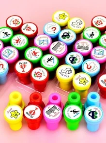 10件套DIY印章套装，包含鼓励性的英文短语 - 彩色 - 查看 1