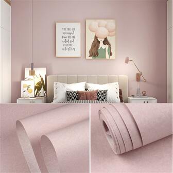 Lampa Rosa Enkel Och Fashionabel Enfärgad Ovävd Material Tapet , Vattentät Sovrum Vardagsrum Bakgrund Vägg