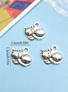 20入組合金貓DIY吊墜適用於手環首飾類項鍊製作配件用品 - 銀色 - 查看 4