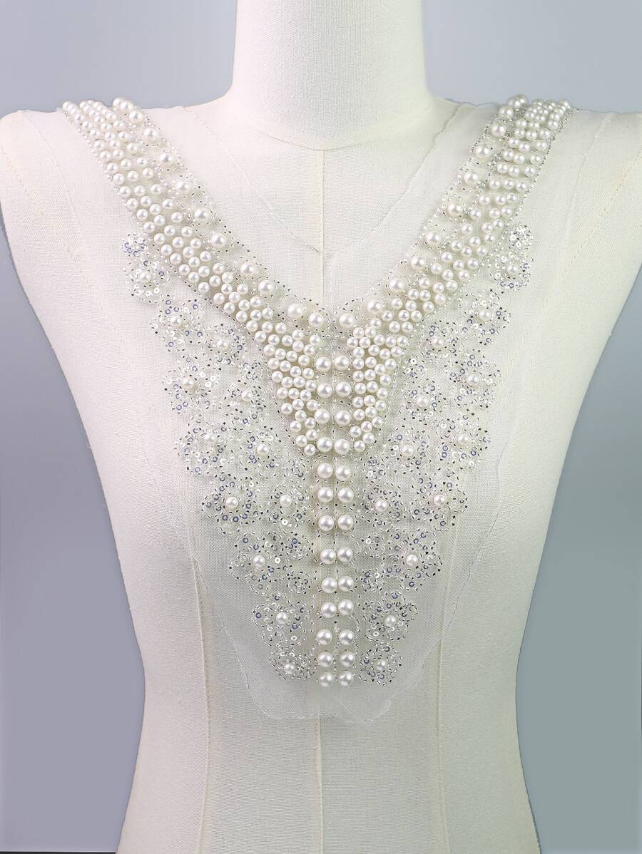 Rhinestone sáng bóng Kết cườm Có thể tháo rời Vòng cổ Đối với Của phụ nữ Áo sơ mi , Đa chức năng Trang trí Cổ áo giả Đối với : : 28CM - trắng - Xem 1