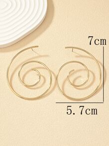 一套两只优雅几何螺旋金属耳环 - 金黃色 - 查看 4