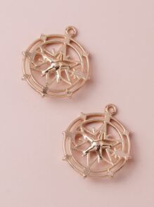 10 件/包锌合金巴洛克风格微镶嵌五角星、六角星花盘吊坠，适合女性日常佩戴、DIY、轻巧奢华耳环、项链装饰材料