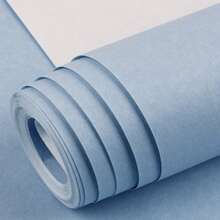 天藍色簡約風&時尚素色無紡布牆紙,防水,選擇風俗長度適用於臥室,客廳,背景牆面裝飾 - 藍色 - 查看 4
