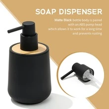 4pcs/set Black Bathroom Accessories Set Including Soap Dispenser, Toothbrush Holder, Tray And Soap Dish - Black - View 6