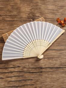 10/5/2/1pc Silk Hand Fan, Decorative Plain Fabric Fan, Wedding Gift, Folding Bamboo Fan, DIY Desktop Hanging Decor - Beige - View 6