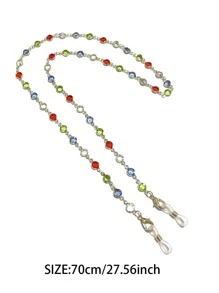 1 Pezzo Cinturino per mascherina e catena per occhiali con decorazioni in acrilico e strass, anti-smarrimento e anti-scivolo, accessorio multifunzione per occhiali da donna - Dorato - Visualizzare 3