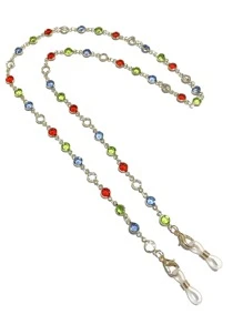 1 Pezzo Cinturino per mascherina e catena per occhiali con decorazioni in acrilico e strass, anti-smarrimento e anti-scivolo, accessorio multifunzione per occhiali da donna - Dorato - Visualizzare 2