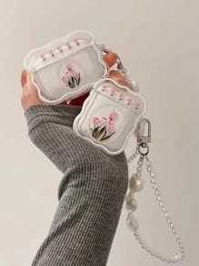 Sommerlicher Apple-Blumen-Muster Klarsichtschutz für mit Schlüsselband, Kawaii-Design