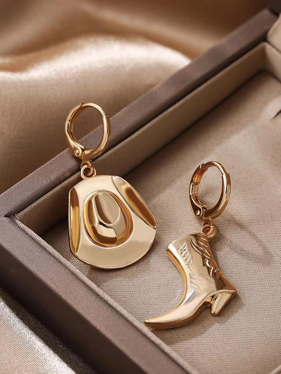 1 pair geometric western cowboy hat drop earrings