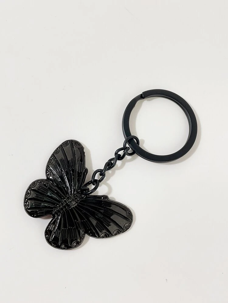 יחידה 1 Y2K צבע אחיד פרפר מחזיקי מפתחות , קטן & ייחודי תיק תליון מחזיק מפתחות - שחור - ראה 4