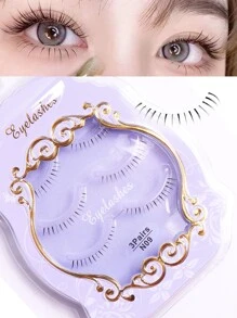 3對漫畫睫毛,日系妝容濃密自然,化妝工具 亞洲/韓國cosplay動漫假睫毛 - 黑色 - 查看 1