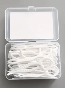 48pcs/set Nylon Disposable Floss Stick, Daily White Floss Stick For Home - White - View 4