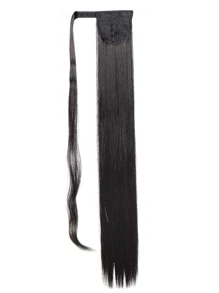 Siêu Dài Thẳng Phần mở rộng tóc đuôi ngựa Đối với phụ nữ Đen Quần quanh Sợi tổng hợp Tóc Dài Ngựa con Cái đuôi Miếng tóc giả - màu đen - Xem 3